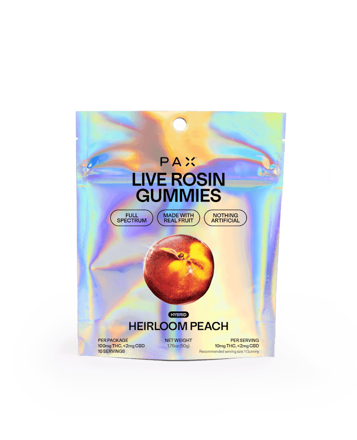 PAX | Heirloom Peach | 10mg Live Rosin Gummies 10pk