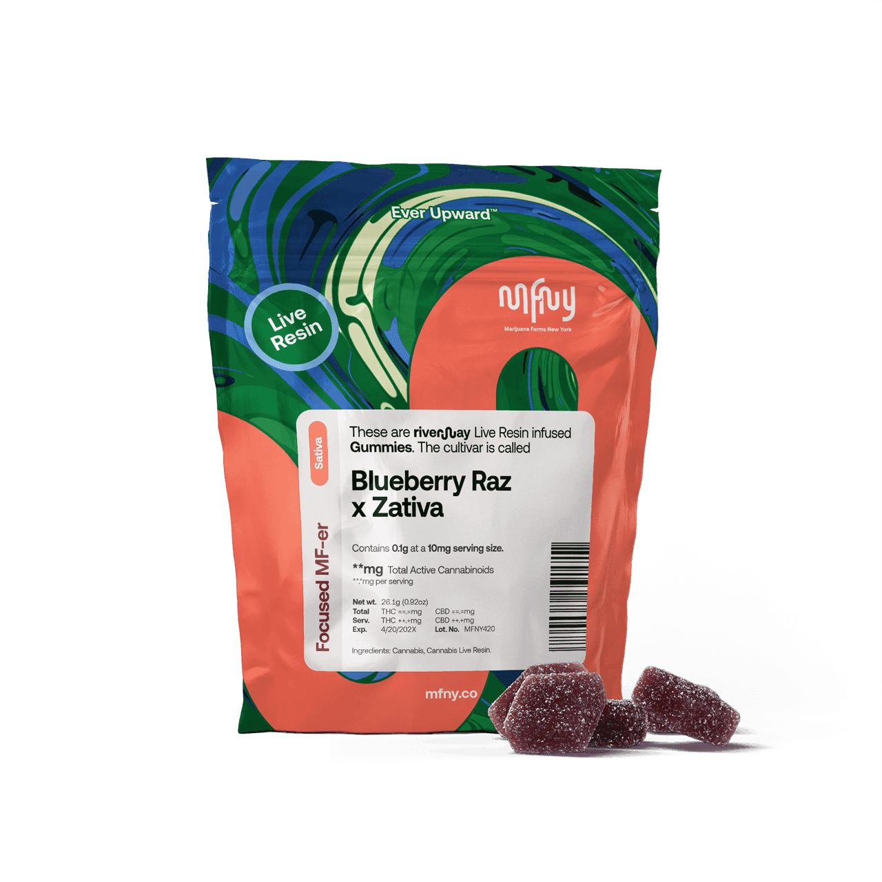 Blueberry Raz x Zativa Live Resin Gummies | 10 pk