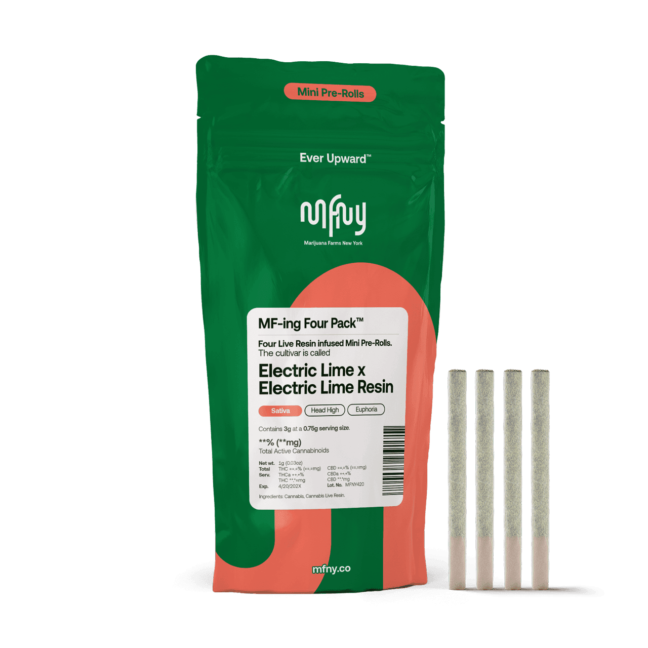 MFNY | Electric Lime x Electric Lime Live Resin Infused Pre-Roll | .75g | 4 pk