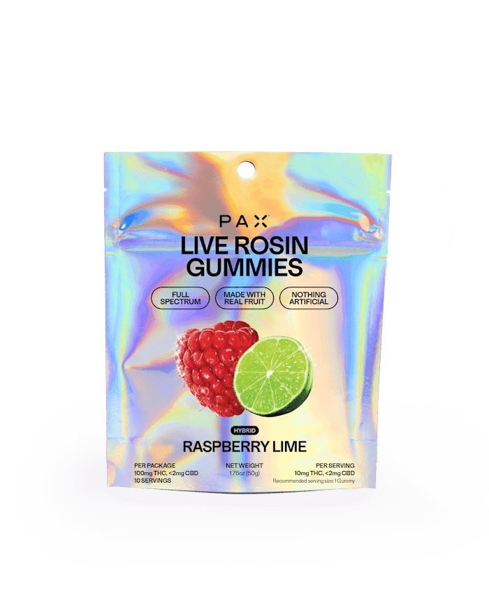 PAX | Raspberry Lime | 10mg Live Rosin Gummies 10pk