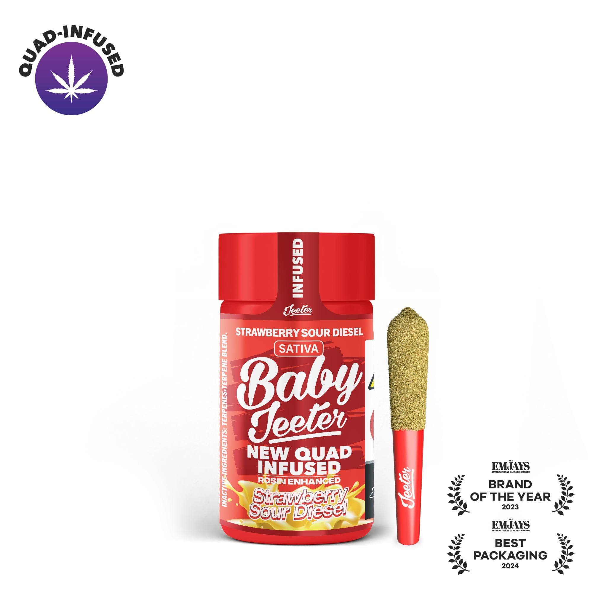 Strawberry Sour Diesel Quad-Infused Baby Jeeter 5-pack | 2.5g